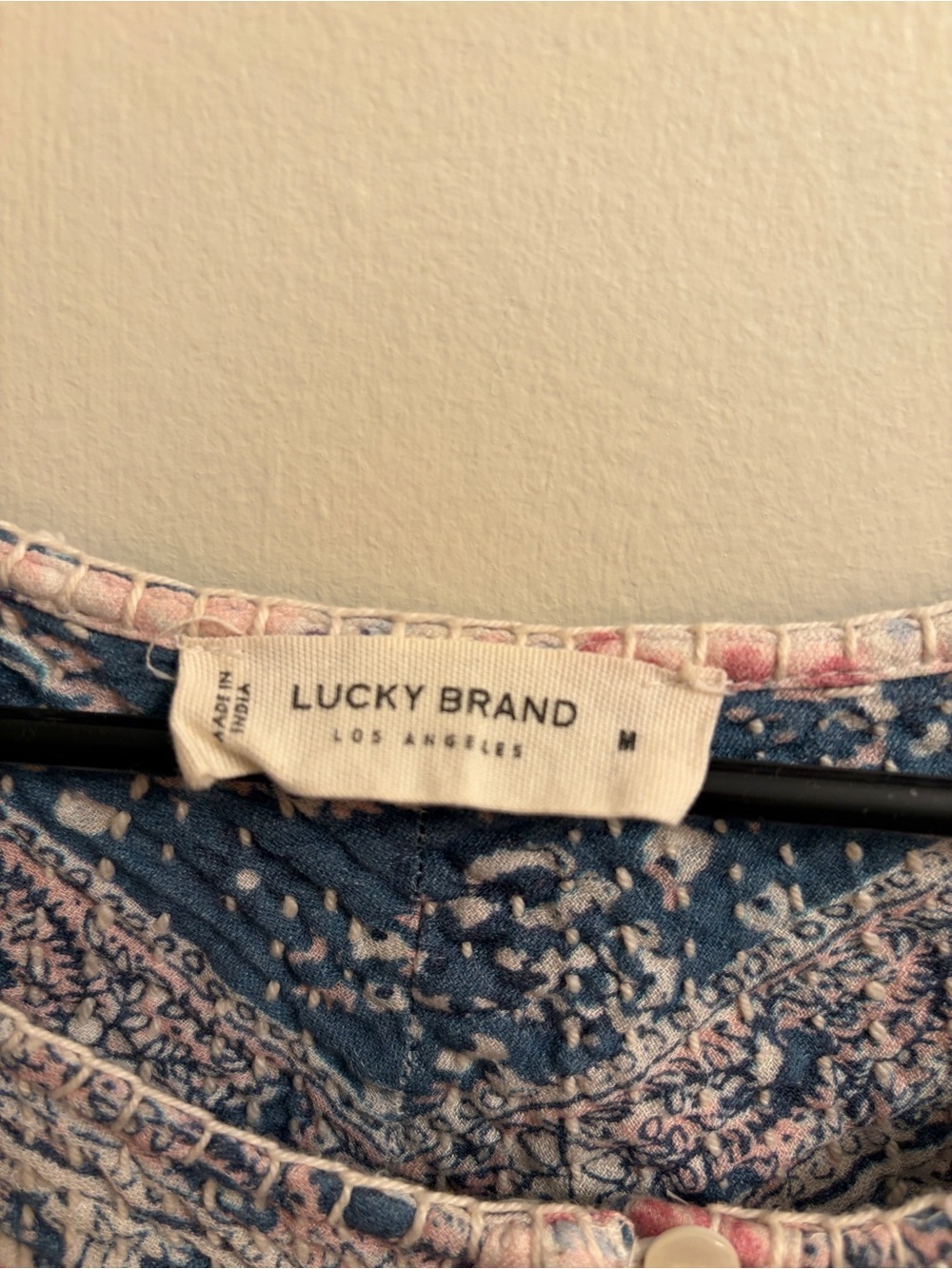 Lucky Brand Cream Floral Boho Tunic with Blue and Purple Accents - Picture 2 of 6